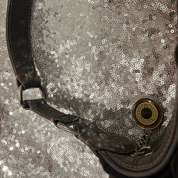 RARE VINTAGE Juicy Couture Trust Fund Brown Velvet 'University' Embroidered Hobo - Picture 6 of 15